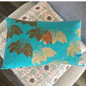 Floral Teal and Brown Pillow